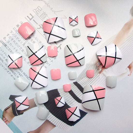 24pcs Artificial Acrylic Toe Nails Set | Salon Quality Fake Toe Nails