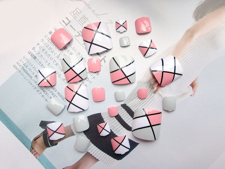 24pcs Artificial Acrylic Toe Nails Set | Salon Quality Fake Toe Nails