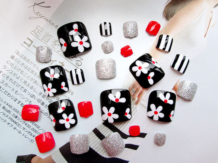 24pcs Artificial Acrylic Toe Nails Set | Salon Quality Fake Toe Nails