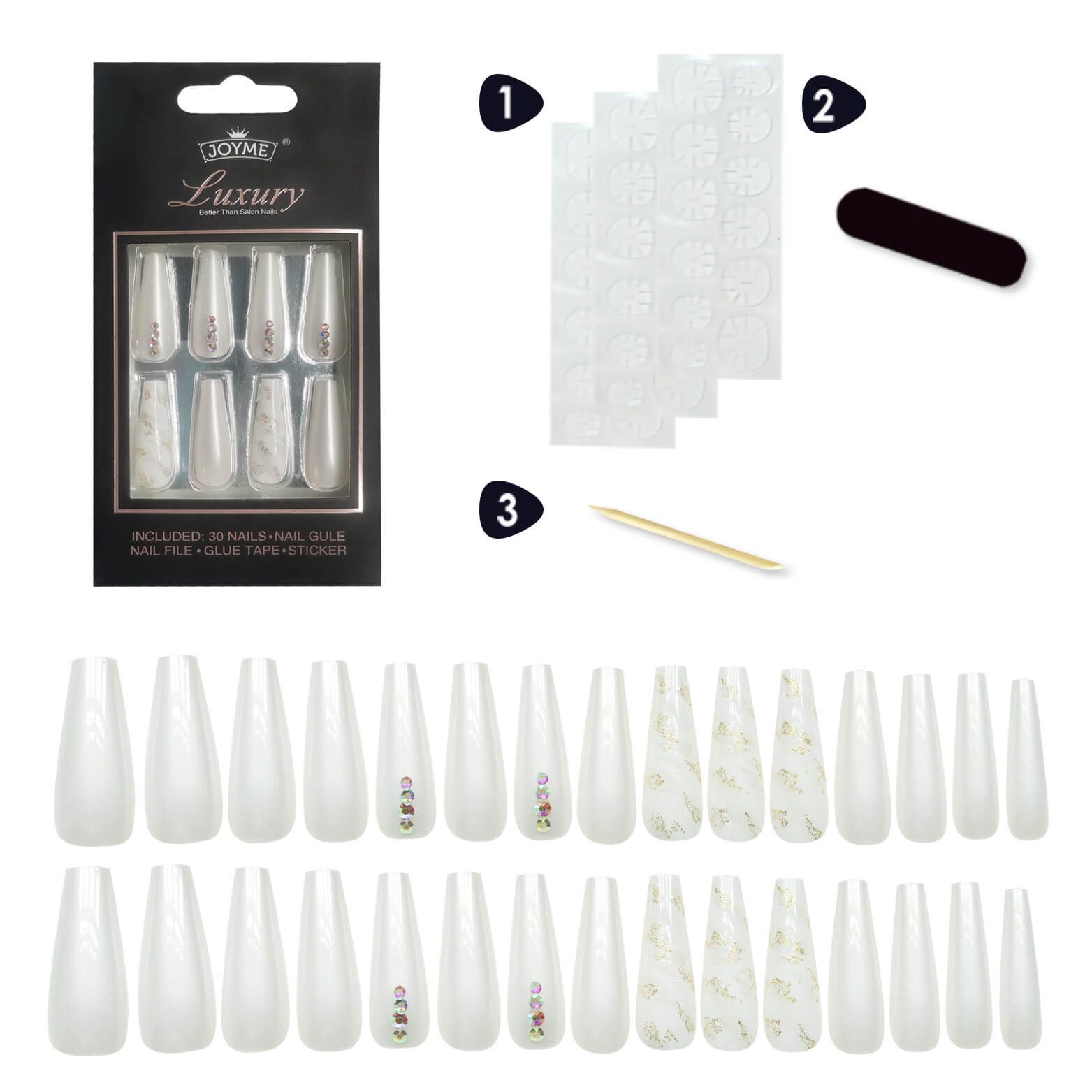30 Pieces Ballet Style Nail Art Stickers Set | Fake Nail Art Design