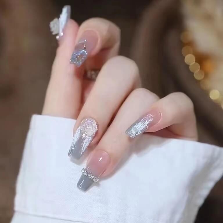 Camellia Floral Nail Art Decals Reusable | Fashion Nail Stickers Set