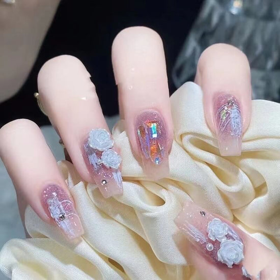Camellia Floral Nail Art Decals Reusable | Fashion Nail Stickers Set