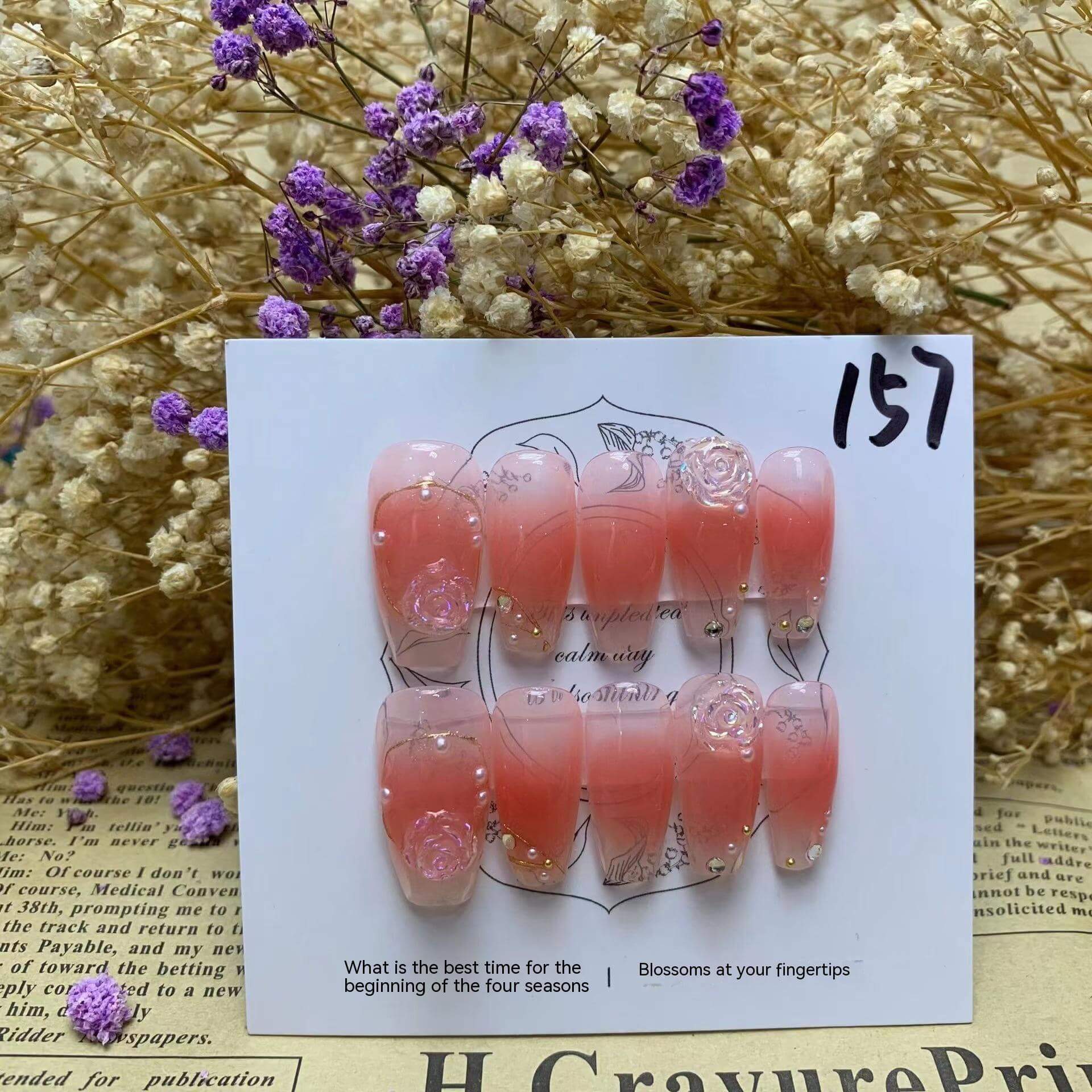 Camellia Floral Nail Art Decals Reusable | Fashion Nail Stickers Set