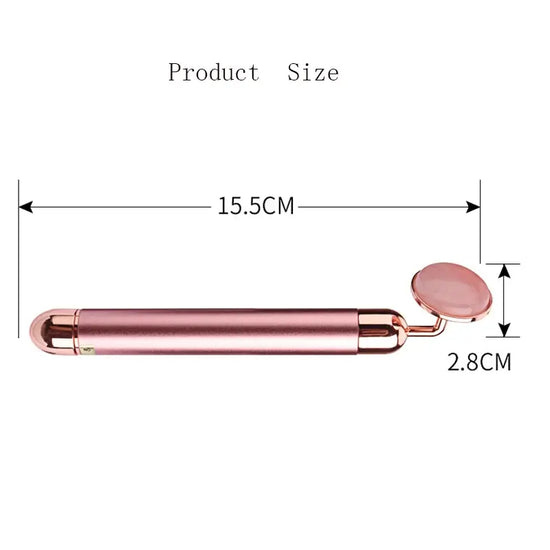 Electric Vibrating Rose Quartz Facial Roller | Skin Care Massager Tool