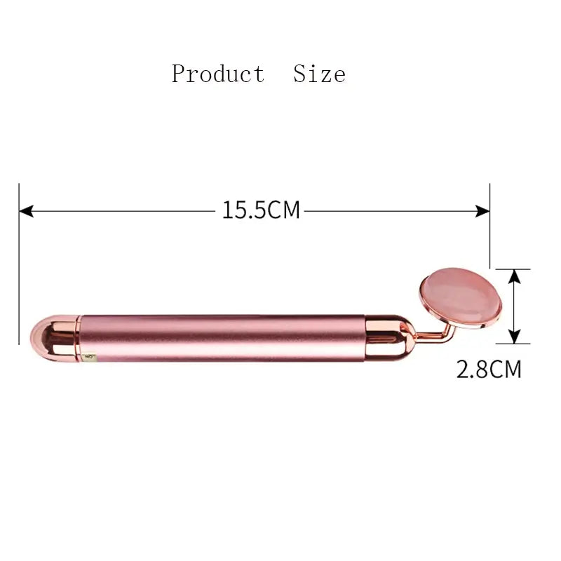 Electric Vibrating Rose Quartz Facial Roller | Skin Care Massager Tool