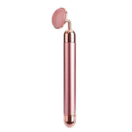 Electric Vibrating Rose Quartz Facial Roller | Skin Care Massager Tool