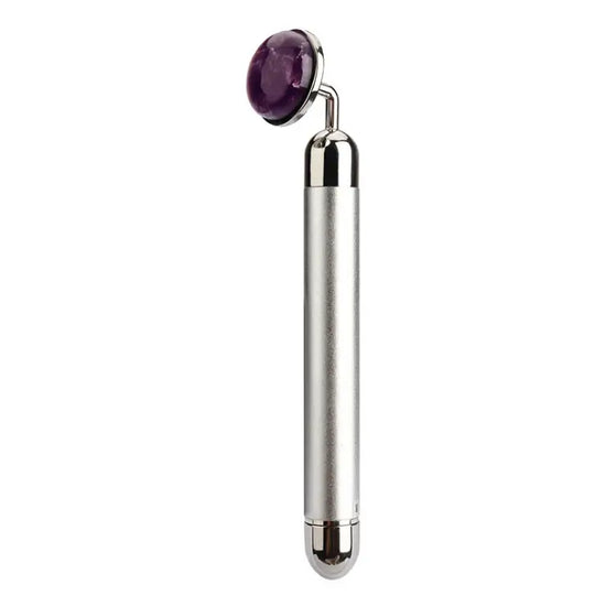 Electric Vibrating Rose Quartz Facial Roller | Skin Care Massager Tool
