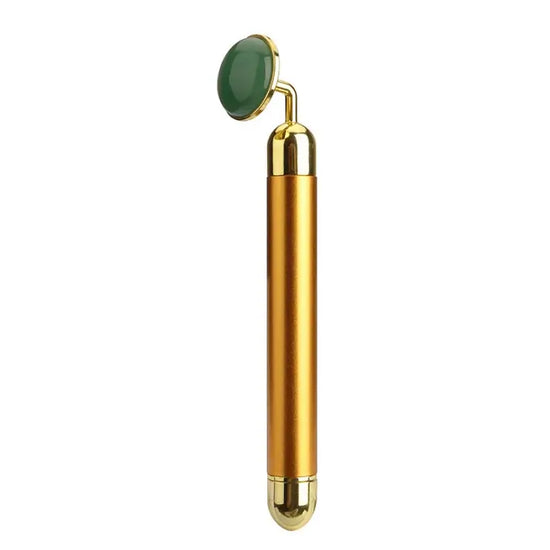 Electric Vibrating Rose Quartz Facial Roller | Skin Care Massager Tool