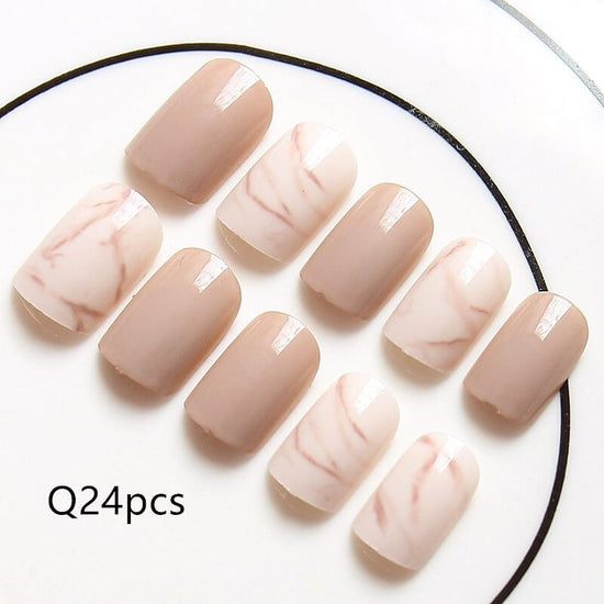 Light Khaki Fake Nails Full Cover   | Khaki Nails With Glossy Top Coat