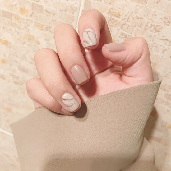Light Khaki Fake Nails Full Cover   | Khaki Nails With Glossy Top Coat