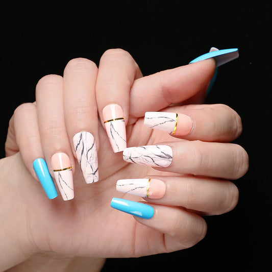 Long Ballet Coffin Fake Nails Set | Coffin Shape Press On Nails