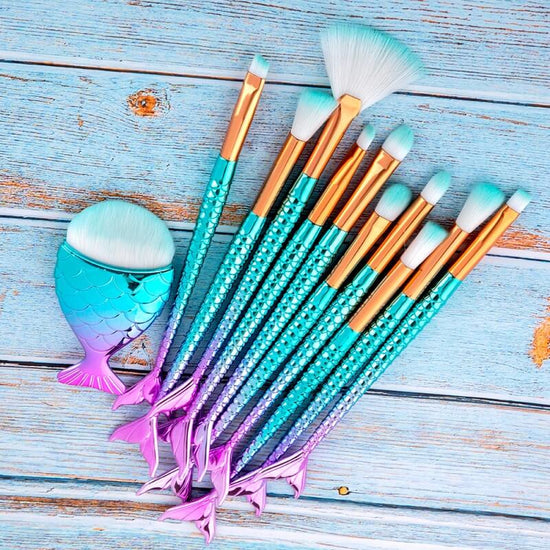 Mermaid Foundation Brush Set For Makeup  11pcs Makeup Brush Set 