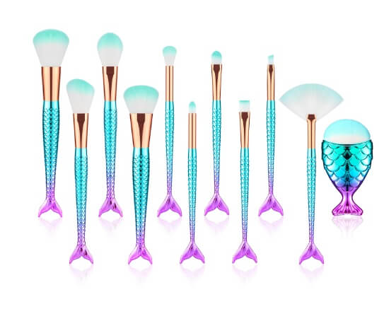 Mermaid Foundation Brush Set For Makeup  11pcs Makeup Brush Set 