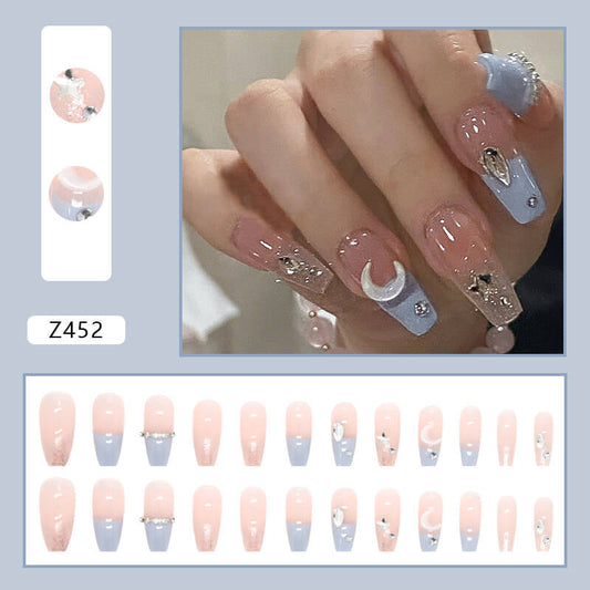 Moon And Stars Nail Set  | Custom Zodiac Themed Fake Nails