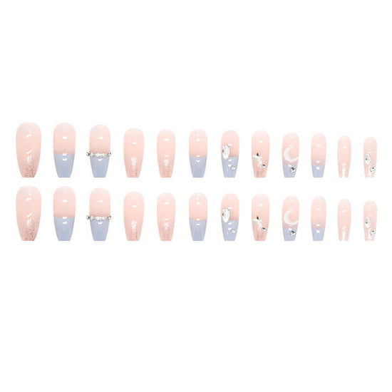 Moon And Stars Nail Set  | Custom Zodiac Themed Fake Nails