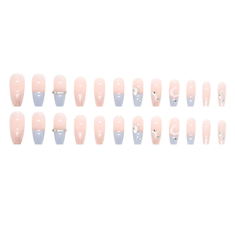 Moon And Stars Nail Set  | Custom Zodiac Themed Fake Nails