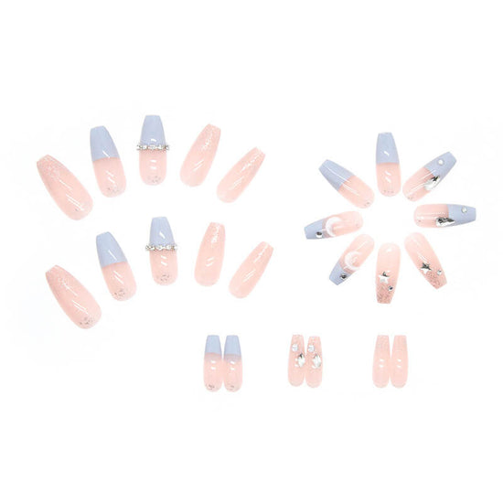 Moon And Stars Nail Set  | Custom Zodiac Themed Fake Nails