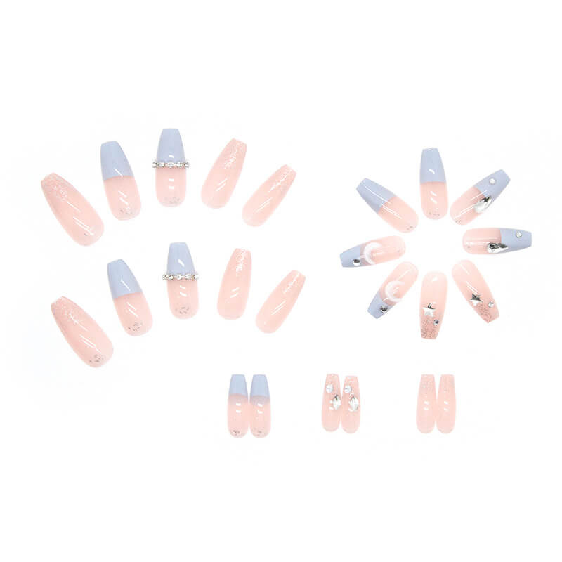 Moon And Stars Nail Set  | Custom Zodiac Themed Fake Nails