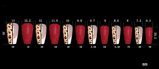 Red Leopard Print Ballet Press On Nail | Red Leopard Print False Nails