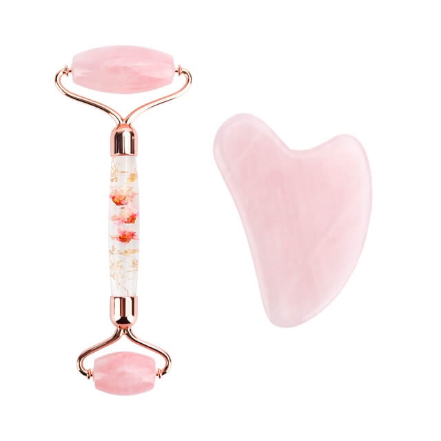 Rose Quartz Roller For Facial Lymphatic Drainage  Natural Jade Roller