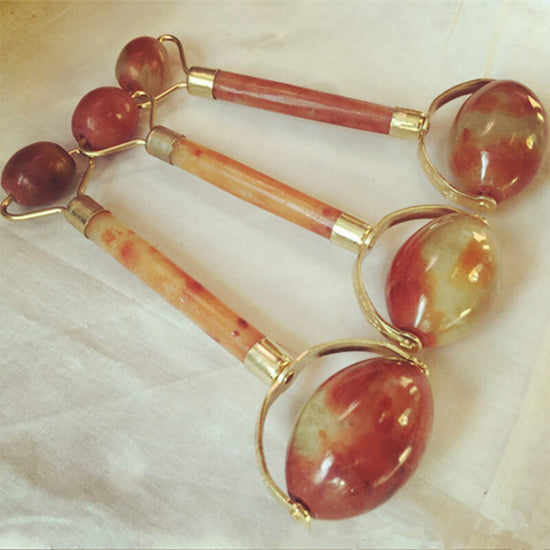 Rose Quartz Roller For Facial Lymphatic Drainage  Natural Jade Roller