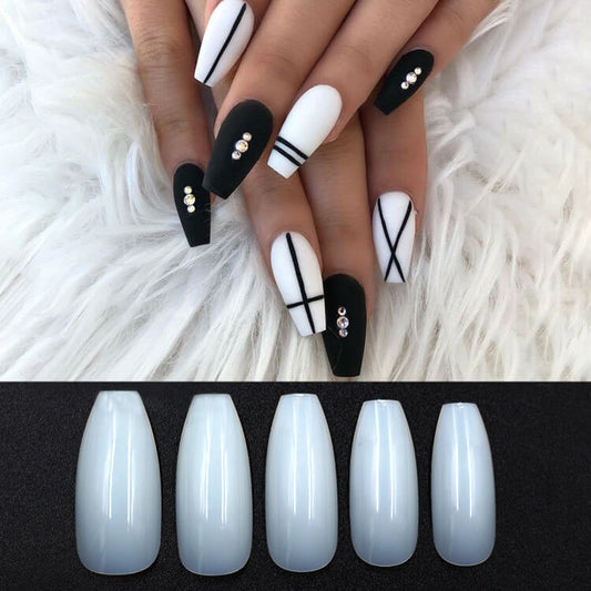 Transparent Fake Nails Coffin Shape | Clear Fake Nails Natural Look